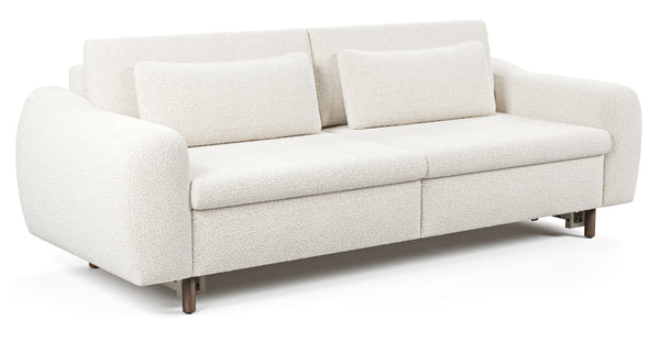 Nyra Yataklı Üçlü Koltuk Silindir Ahşap Ayak - Bukle