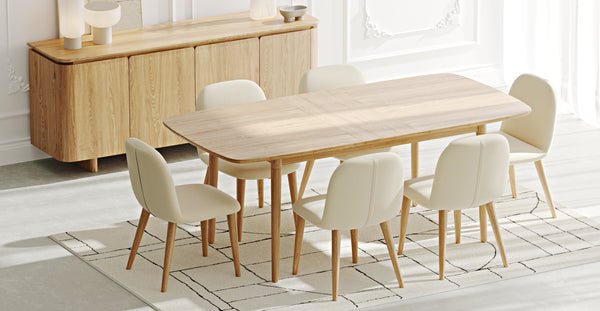 Lyno & Venn | 97x160 Açılır Masa ve Konsollu Yemek Odası Takımı – Maxi (6 Kişilik) - Doğal Doku