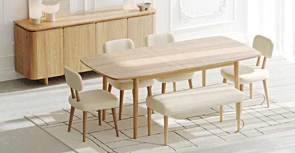 Lyno & Roa | 97x160 Açılır Masa ve Konsollu Yemek Odası Takımı – Midi (6 Kişilik) - Doğal Doku