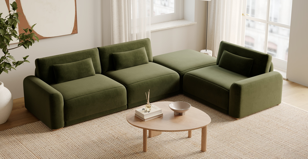 Carle Üçlü Koltuk Sol Kollu Ve Puf - Kadife