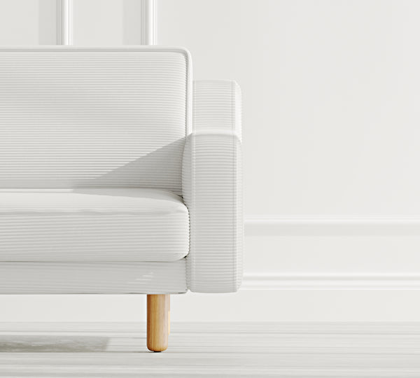 Klem Slim Loveseat Silindir Ahşap Ayak - Fitilli Kadife