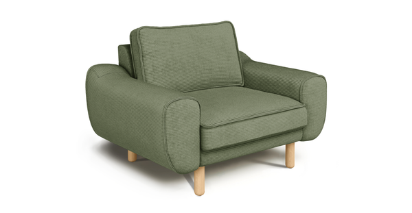 Klem Tekli Koltuk Large Silindir Ahşap Ayak - Fitilli Kadife