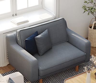 Klem Slim Loveseat Ahşap Ayak - Performans Keten