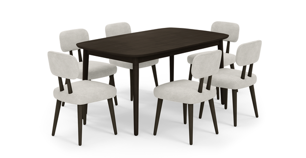Lyno 97x160 Cm Açılır Yemek Masası Takımı (6Lı Roa) - Fitilli Kadife