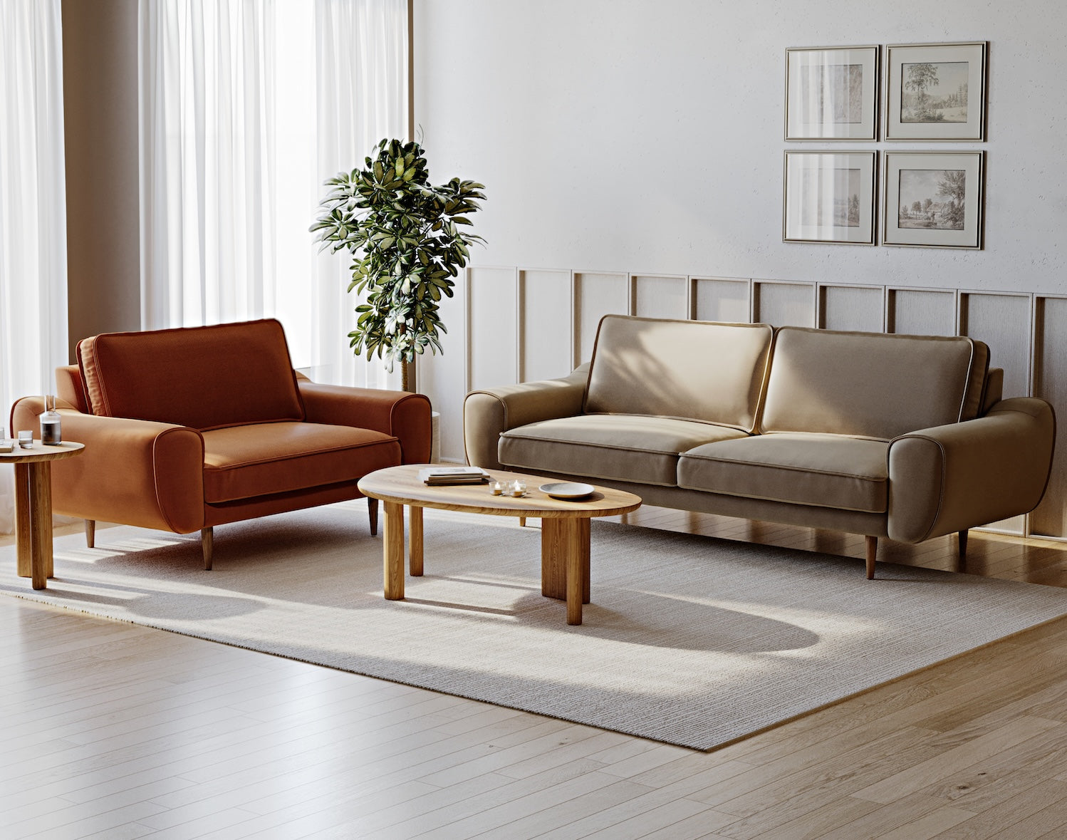Klem Üçlü ve Loveseat Koltuk Takımı - Performans Kadife