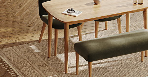 Lyno 77x140 Sabit Yemek Masası Takımı (Roa Bench & 2 Venn Sandalye) - Performans Keten