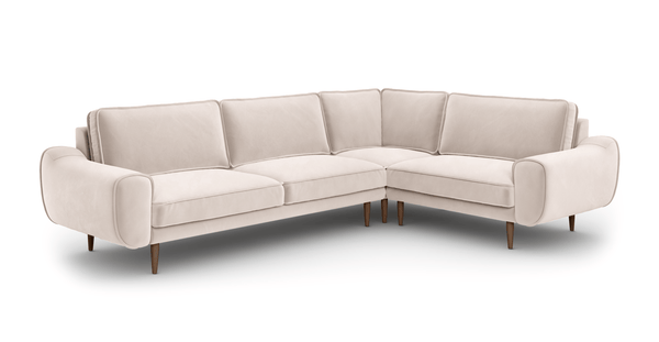 Klem 210 x 290 Köşe Ahşap Ayak - Kadife - Ekru - Koyu - Rahat Dolgu
