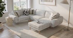 Klem Mermer Gri Köşe Koltuk ve Puf Takımı - Doğal Doku