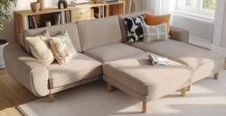 Klem Köşe & Puf ve Fildişi Berjer Koltuk Takımı - Fitilli Kadife & Doğal Doku