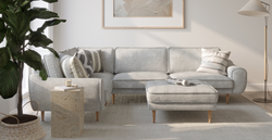 Klem Mermer Gri Köşe Koltuk ve Puf Takımı - Doğal Doku