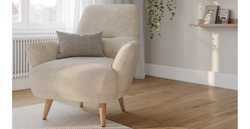 Klem Köşe & Puf ve Fildişi Berjer Koltuk Takımı - Fitilli Kadife & Doğal Doku