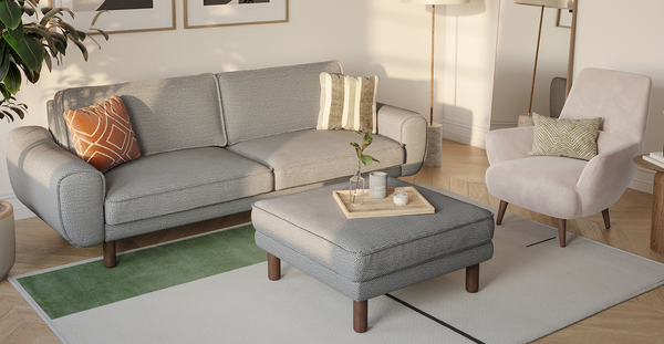 Klem Puf Silindir Ahşap Ayak - Doğal Doku