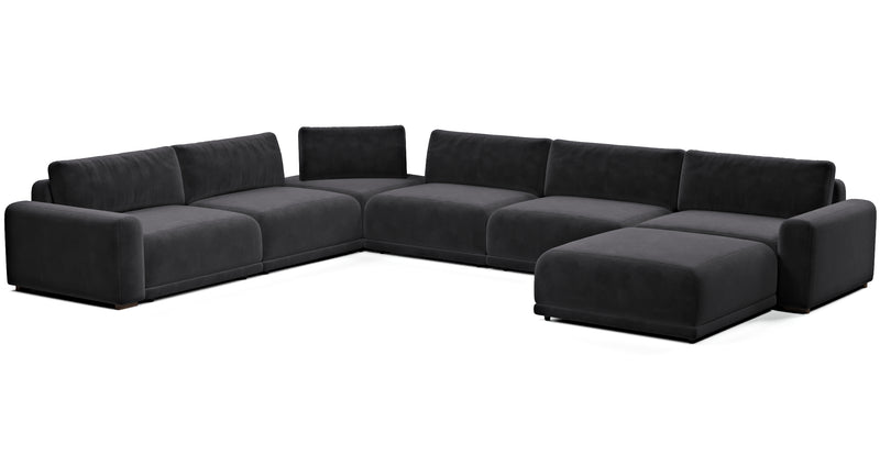Carle 339 x 444 Köşe Çift Kollu ve Puf - Kadife