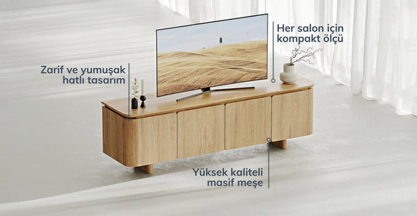 Lyno Masif Meşe TV Ünitesi - 182x57 cm