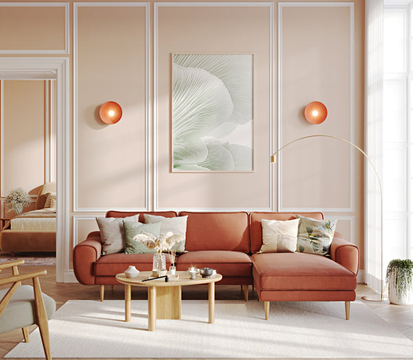 Klem Tuğla ve Levy Berjer Retro Bej Köşe Koltuk Takımı - Performans Keten