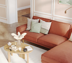 Klem Tuğla ve Levy Berjer Retro Bej Köşe Koltuk Takımı - Performans Keten