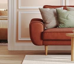 Klem Tuğla ve Levy Berjer Retro Bej Köşe Koltuk Takımı - Performans Keten