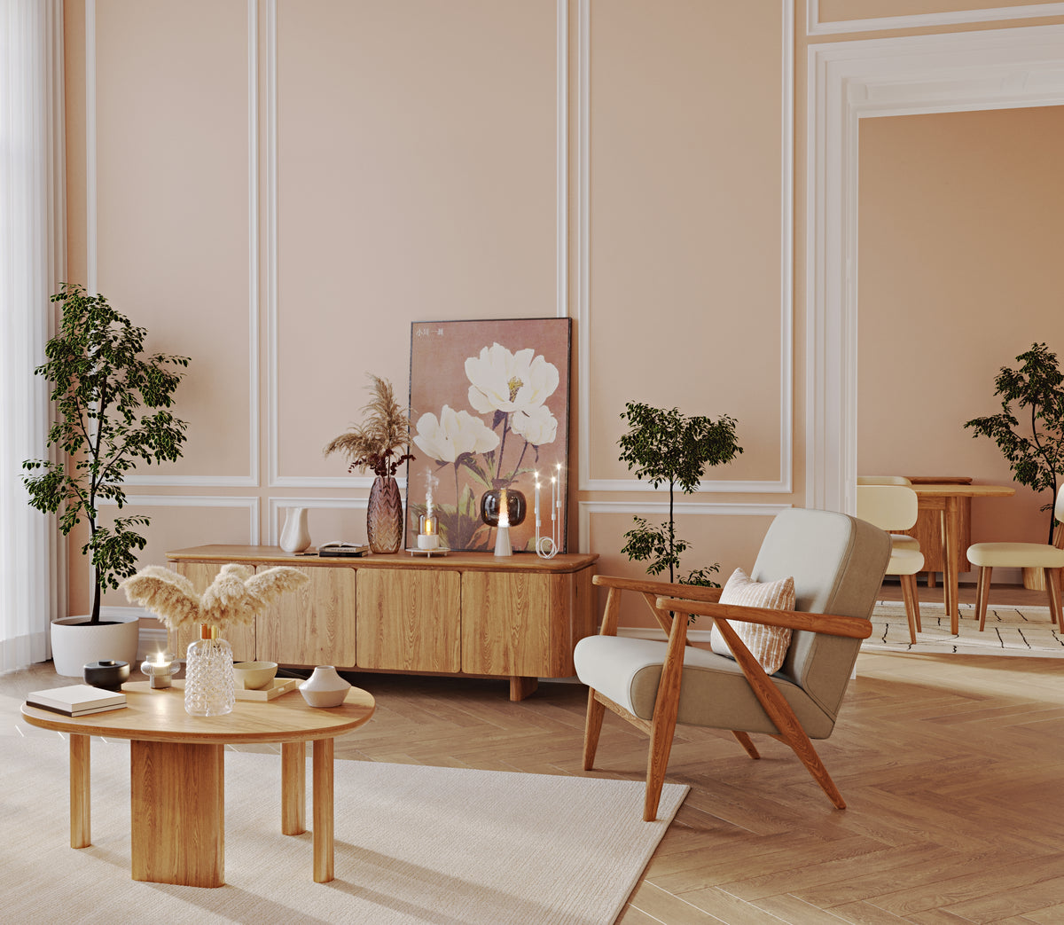 Klem Tuğla ve Levy Berjer Retro Bej Köşe Koltuk Takımı - Performans Keten