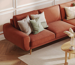 Klem Tuğla ve Levy Berjer Retro Bej Köşe Koltuk Takımı - Performans Keten