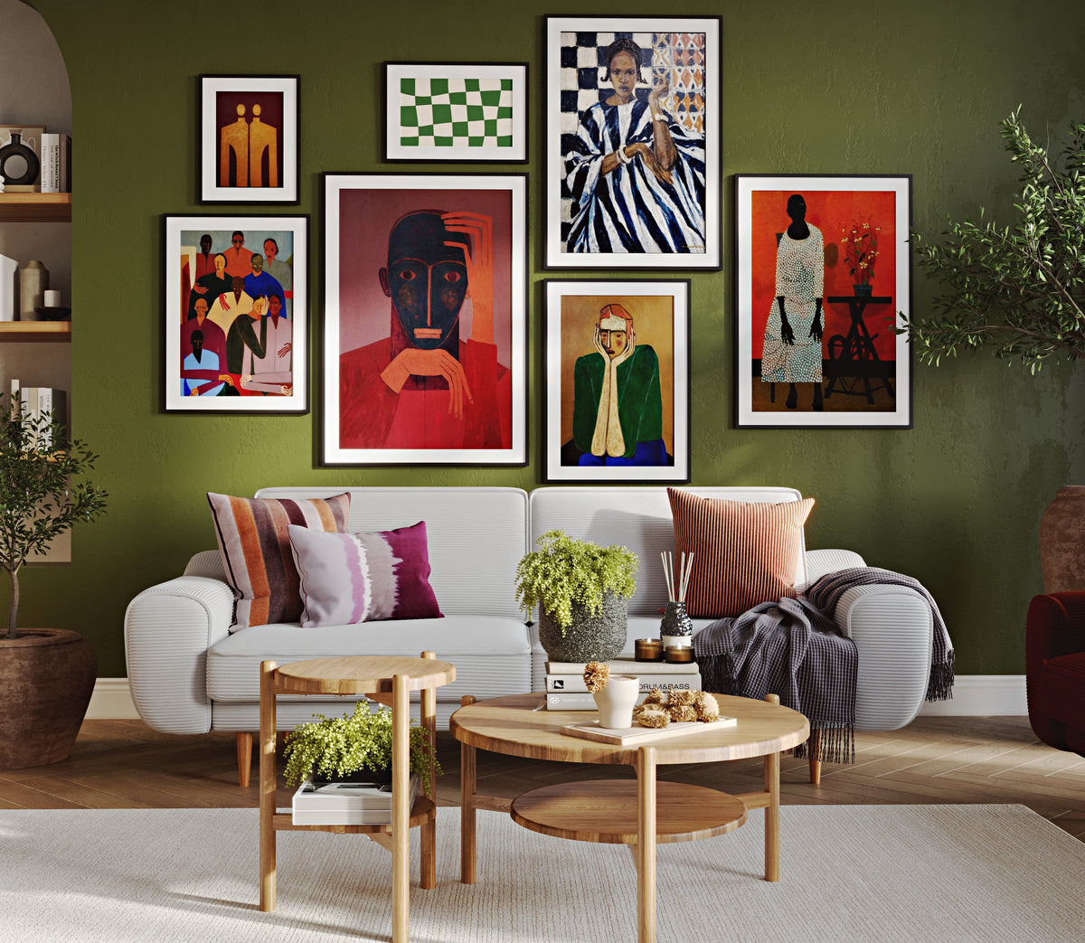 Klem Kemik ve Kiremit 3-3-1-1 İskandinav Koltuk Takımı - Fitilli Kadife