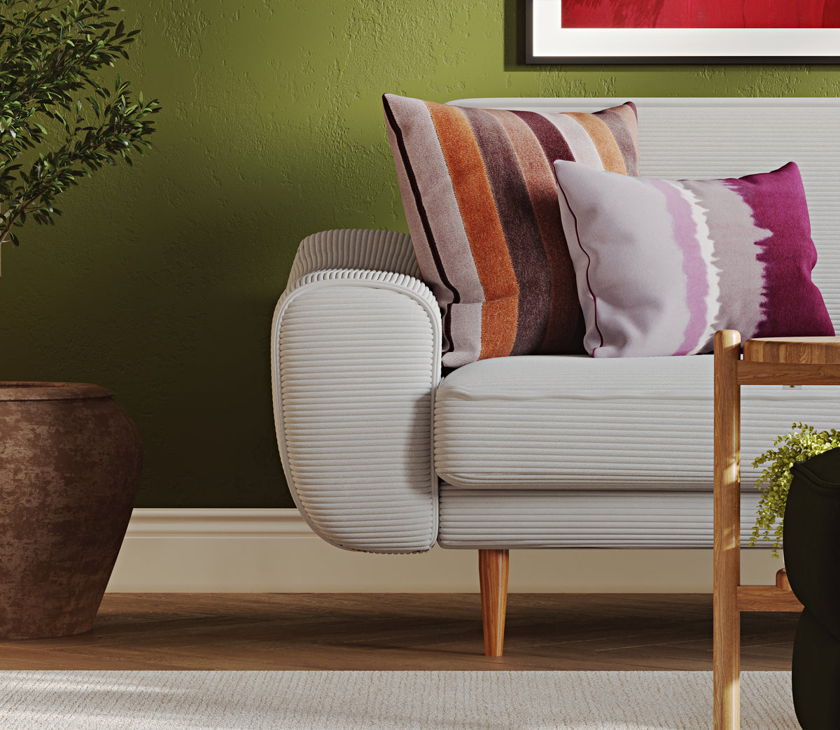 Klem Kemik ve Kiremit 3-3-1-1 İskandinav Koltuk Takımı - Fitilli Kadife