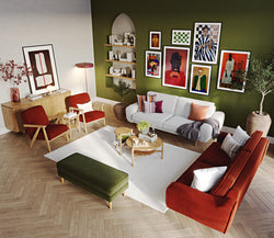 Klem Kemik ve Kiremit 3-3-1-1 İskandinav Koltuk Takımı - Fitilli Kadife