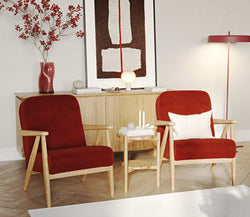 Klem Kemik ve Kiremit 3-3-1-1 İskandinav Koltuk Takımı - Fitilli Kadife