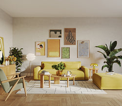 Carle Sisli Yeşil ve Polen Sarı 3-1 Koltuk Takımı - Fitilli Kadife