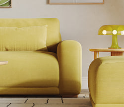 Carle Sisli Yeşil ve Polen Sarı 3-1 Koltuk Takımı - Fitilli Kadife