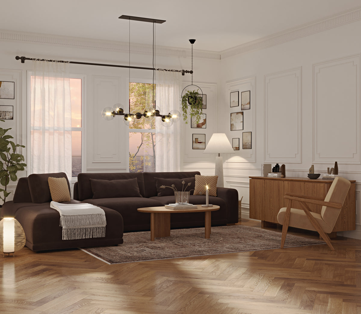 Carle Espresso ve Levy Berjer Köşe Koltuk Takımı - Kadife