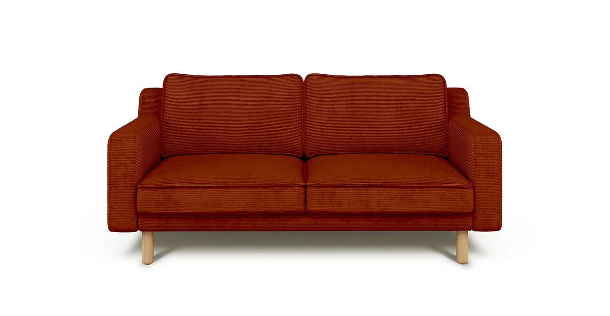 Klem Slim İkili Koltuk Silindir Ahşap Ayak - Fitilli Kadife