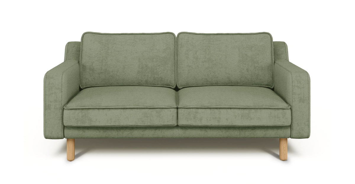 Klem Vanilya Üçlü ve Sisli Yeşil İkili Koltuk Takımı - Kadife & Fitilli Kadife