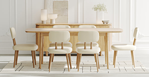 Lyno & Roa | 97x160 Açılır Masa ve Konsollu Yemek Odası Takımı – Maxi (6 Kişilik) - Doğal Doku