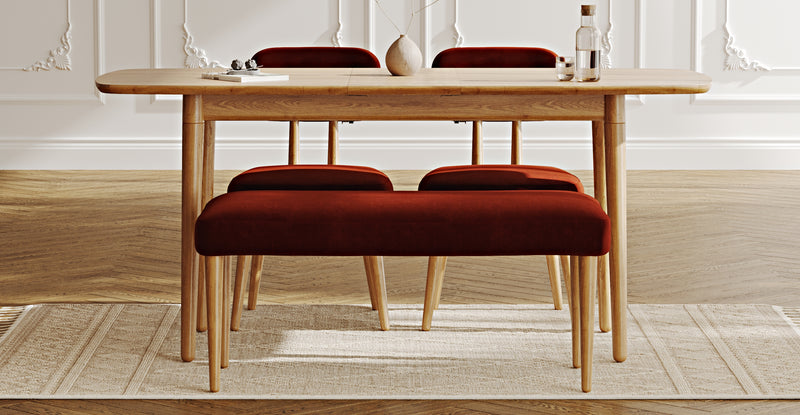 Lyno 77x140 Cm Açılır Yemek Masası Takımı (Roa Bench & 2 Roa Sandalye) - Kadife