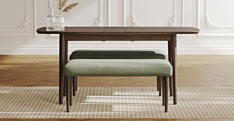 Lyno 77x140 Cm Açılır Yemek Masası Takımı (2 Roa Bench) - Kadife