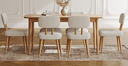 Lyno 97x160 Cm Sabit Yemek Masası Takımı (6Lı Roa) - Fitilli Kadife