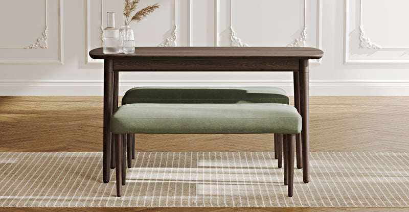 Lyno 77x140 Cm Sabit Yemek Masası Takımı (2 Roa Bench) - Kadife