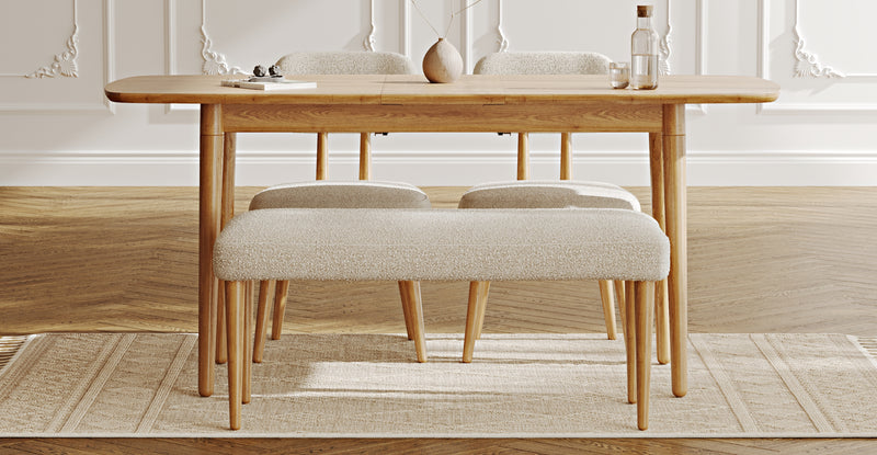 Lyno 77x140 Cm Açılır Yemek Masası Takımı (Roa Bench & 2 Roa Sandalye) - Bukle