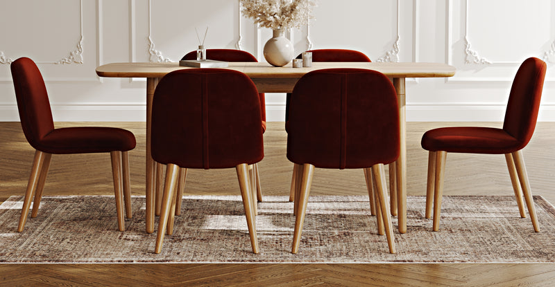 Lyno 77x140 Açılır Yemek Masası Takımı (6 Venn Sandalye) - Kadife