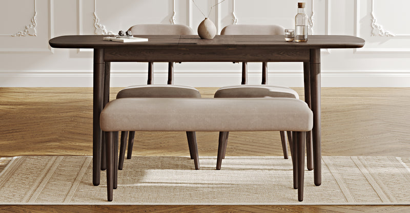 Lyno 77x140 Cm Açılır Yemek Masası Takımı (Roa Bench & 2 Roa Sandalye) - Kadife