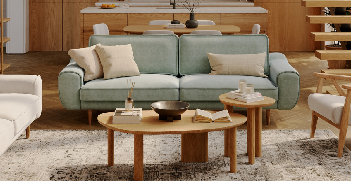 Klem Üçlü Koltuk Large Ahşap Ayak - Kadife