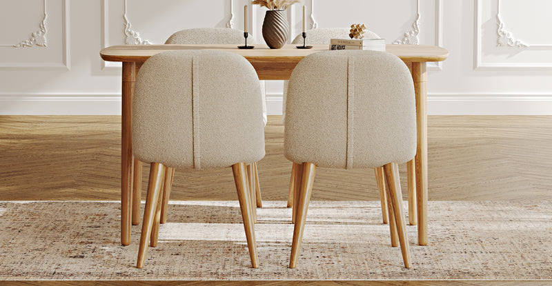 Lyno 77x140 Sabit Yemek Masası Takımı (4 Venn Sandalye) - Bukle