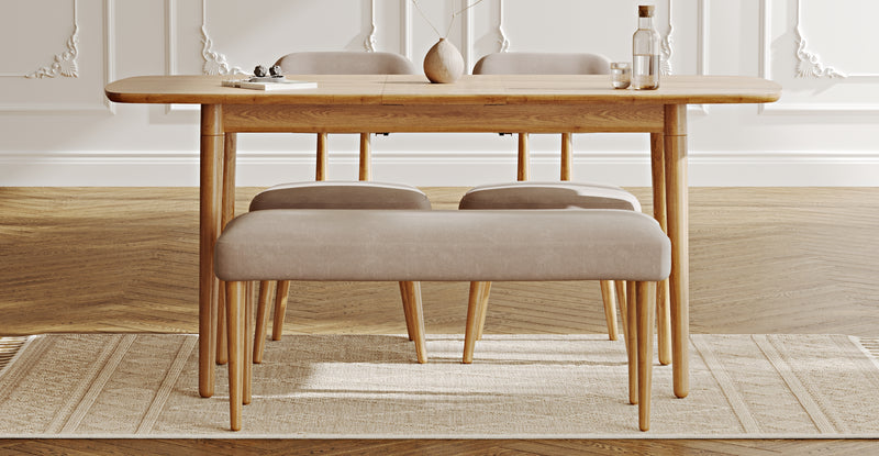 Lyno 77x140 Cm Açılır Yemek Masası Takımı (Roa Bench & 2 Roa Sandalye) - Kadife