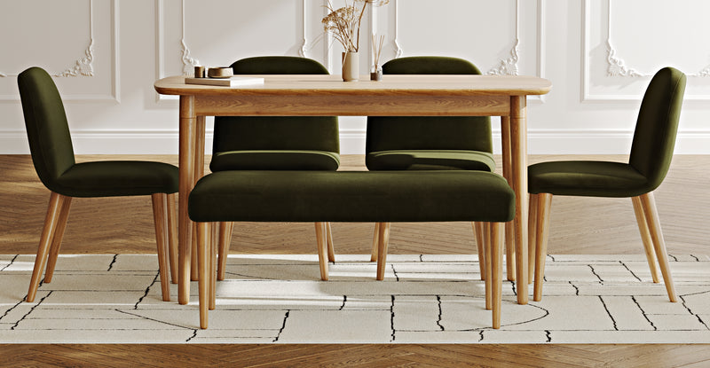Lyno 77x140 Sabit Yemek Masası Takımı (Roa Bench & 4 Venn Sandalye) - Kadife