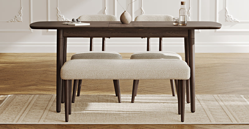 Lyno 77x140 Cm Açılır Yemek Masası Takımı (Roa Bench & 2 Roa Sandalye) - Bukle