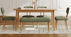 Lyno 97x160 Cm Sabit Yemek Masası Takımı (Bench&4Lü Roa) - Kadife