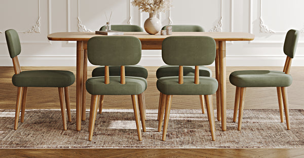 Lyno 77x140 Cm Açılır Yemek Masası Takımı (6 Roa Sandalye) - Kadife