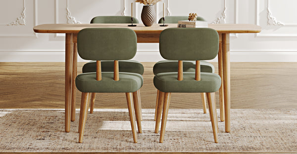 Lyno 77x140 Cm Açılır Yemek Masası Takımı (4 Roa Sandalye) - Kadife