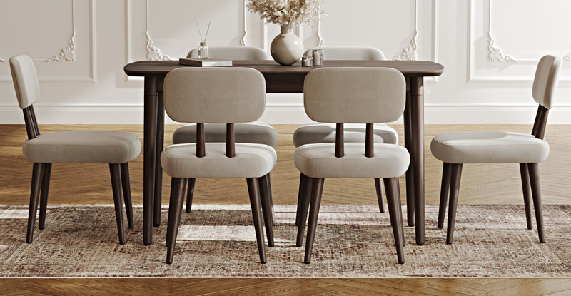 Lyno 77x140 Cm Sabit Yemek Masası Takımı (6 Roa Sandalye) - Performans Keten