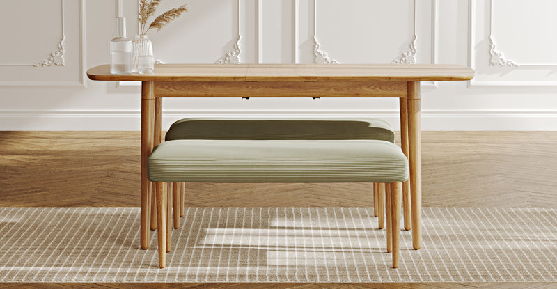 Lyno 77x140 Cm Açılır Yemek Masası Takımı (2 Roa Bench) - Fitilli Kadife